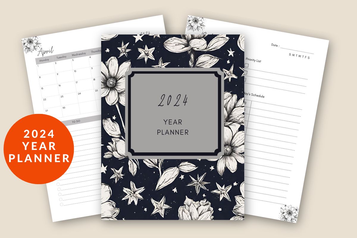 2024 Year Planner. Images of the cover and two pages.